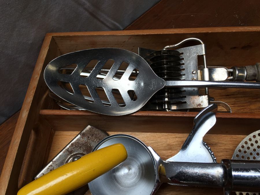 Vintage Kitchen Utensils in Wooden Box [Photo 11]