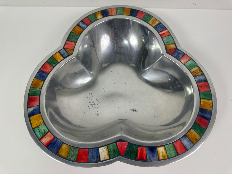 Mikasa Metal Carnival Aluminum Clover Shaped Bowl Made In India 13.5W X 2.25H [Photo 6]