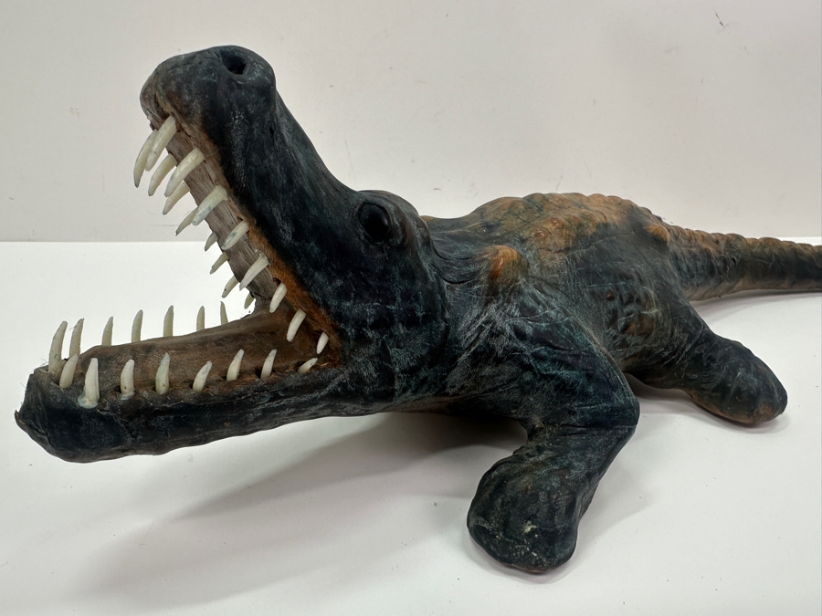 Vintage Leather Wrapped Handmade Alligator Crocodile Made In India 19W X 5H [Photo 6]