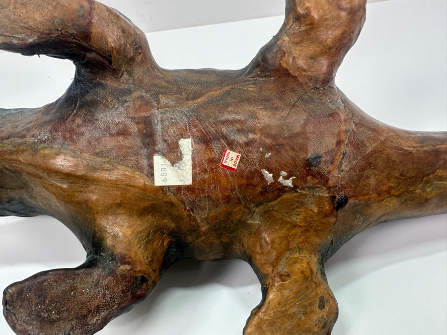 Vintage Leather Wrapped Handmade Alligator Crocodile Made In India 19W X 5H [Photo 12]