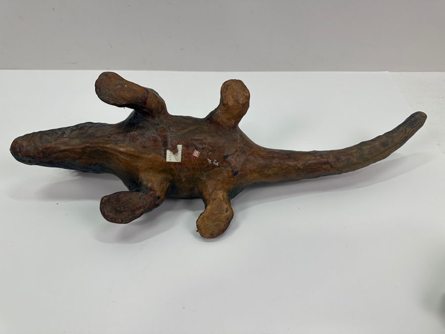 Vintage Leather Wrapped Handmade Alligator Crocodile Made In India 19W X 5H [Photo 11]