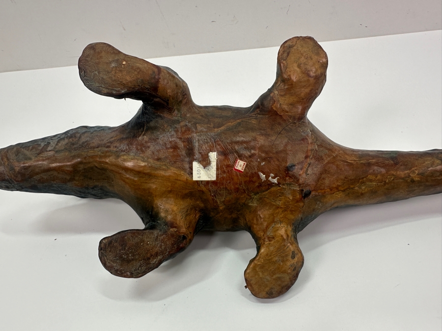 Vintage Leather Wrapped Handmade Alligator Crocodile Made In India 19W X 5H [Photo 13]