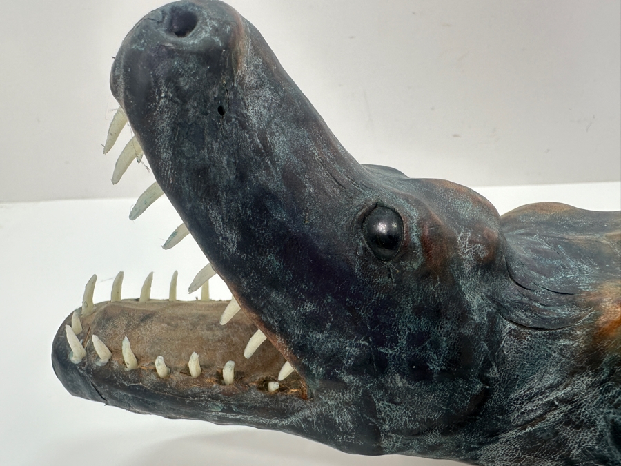 Vintage Leather Wrapped Handmade Alligator Crocodile Made In India 19W X 5H [Photo 15]