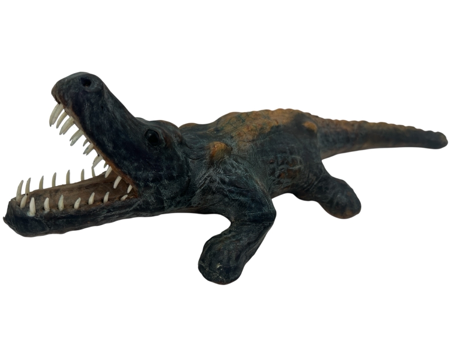 Vintage Leather Wrapped Handmade Alligator Crocodile Made In India 19W X 5H [Photo 3]