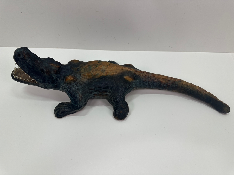 Vintage Leather Wrapped Handmade Alligator Crocodile Made In India 19W X 5H [Photo 5]