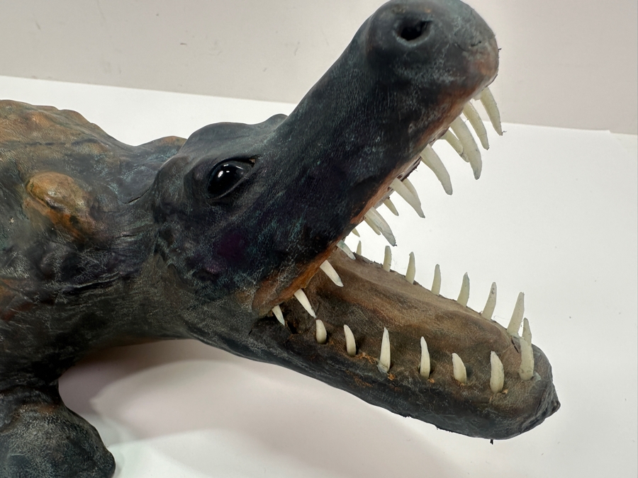 Vintage Leather Wrapped Handmade Alligator Crocodile Made In India 19W X 5H [Photo 8]