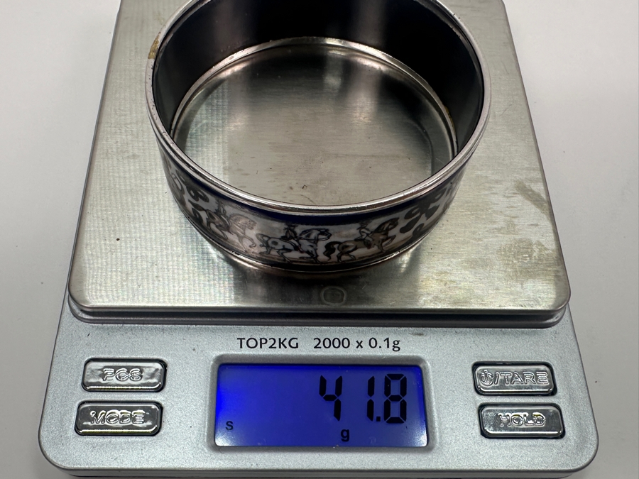 Authentic Hermes Paris Horse And Carriage Wide Enamel Bangle Bracelet Made In Austria 2.5'W 41.8g [Photo 11]