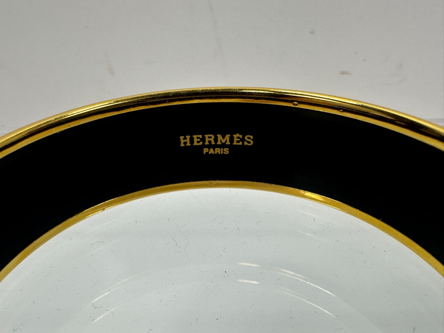 Authentic Hermes Paris Prince And Oranges Enamel Bangle Bracelet Made In Austria 2.5'W 35.5g [Photo 4]