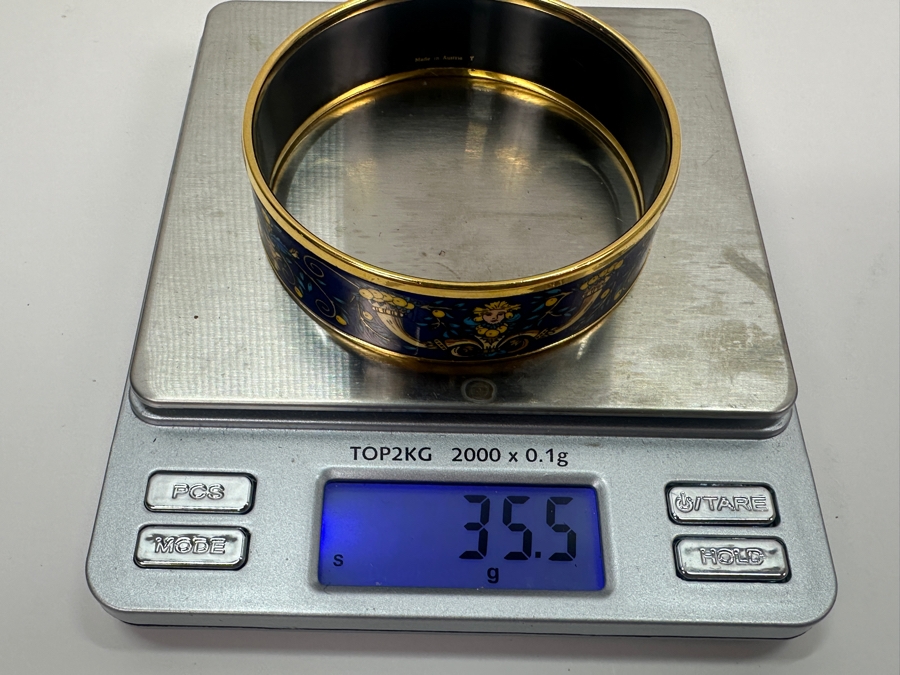 Authentic Hermes Paris Prince And Oranges Enamel Bangle Bracelet Made In Austria 2.5'W 35.5g [Photo 9]