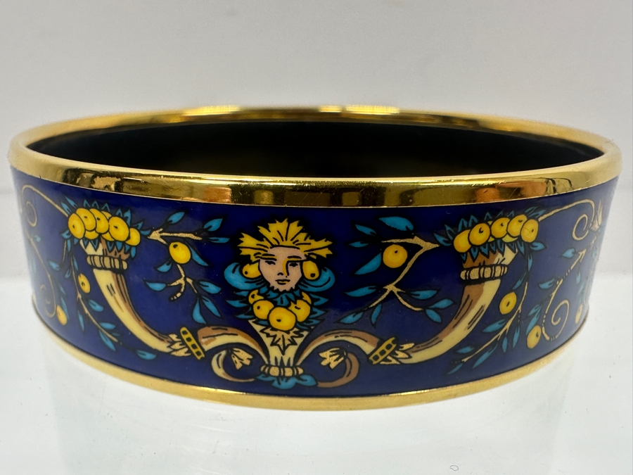 Authentic Hermes Paris Prince And Oranges Enamel Bangle Bracelet Made In Austria 2.5'W 35.5g [Photo 6]