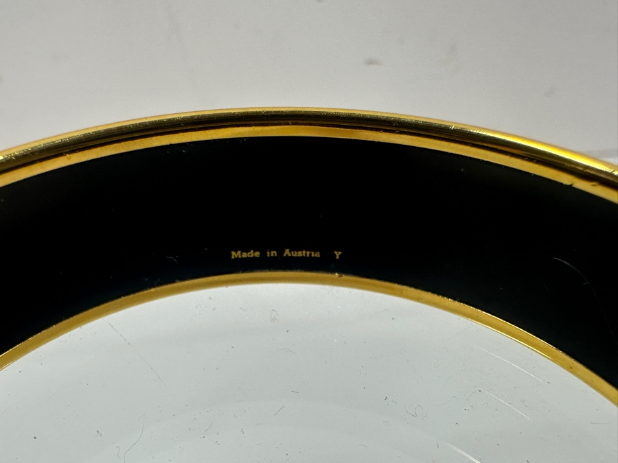 Authentic Hermes Paris Prince And Oranges Enamel Bangle Bracelet Made In Austria 2.5'W 35.5g [Photo 7]