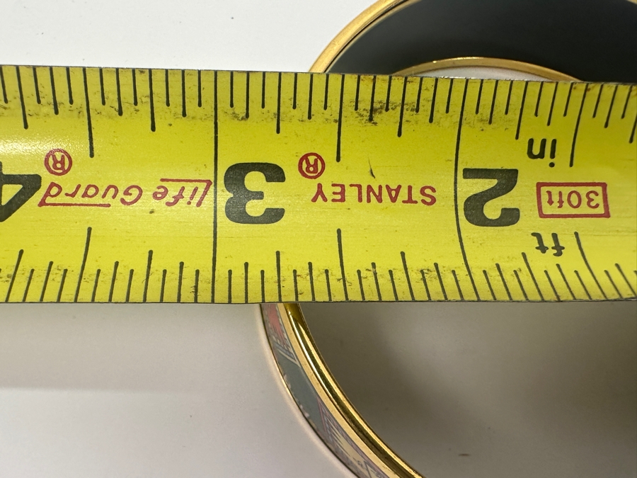 Authentic Hermes Paris Etendards Et Bannieres Enamel Bangle Bracelet Made In Austria 2.75'W 39.1g [Photo 6]