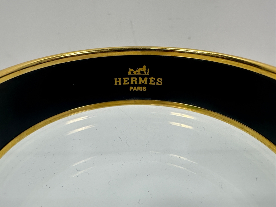 Authentic Hermes Paris Etendards Et Bannieres Enamel Bangle Bracelet Made In Austria 2.75'W 39.1g [Photo 3]