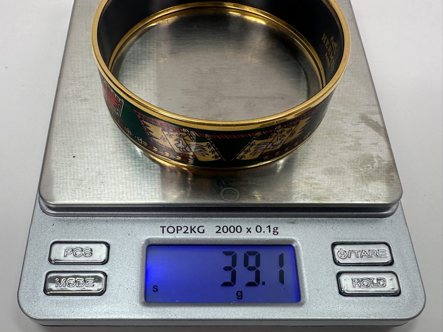 Authentic Hermes Paris Etendards Et Bannieres Enamel Bangle Bracelet Made In Austria 2.75'W 39.1g [Photo 7]