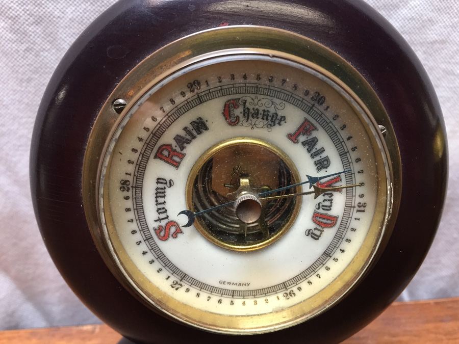 Vintage Germany Weather Barometer on Wooden Base by S & A [Photo 6]