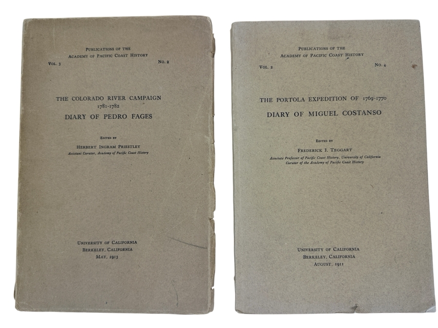 Antique Publications Of The Academy Of Pacific Coast History: 1911 Diary Of Miguel Costanso & 1913 Diary Of Pedro Fages [Photo 1]