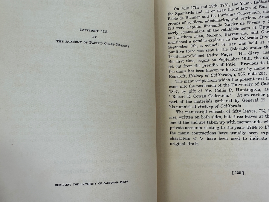 Antique Publications Of The Academy Of Pacific Coast History: 1911 Diary Of Miguel Costanso & 1913 Diary Of Pedro Fages [Photo 6]