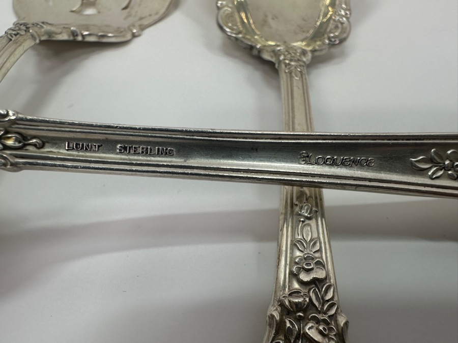 Lunt Sterling Silver Serving Pieces Eloquence Pattern Weighs 806g Sterling Silver Melt Value $917 [Photo 9]