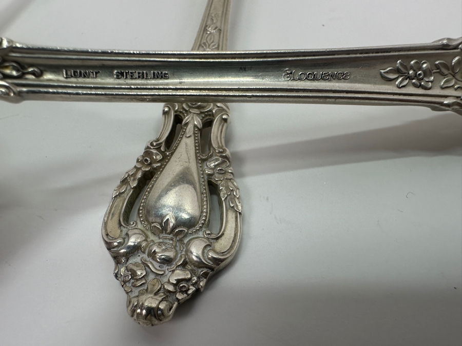 Lunt Sterling Silver Serving Pieces Eloquence Pattern Weighs 806g Sterling Silver Melt Value $917 [Photo 10]