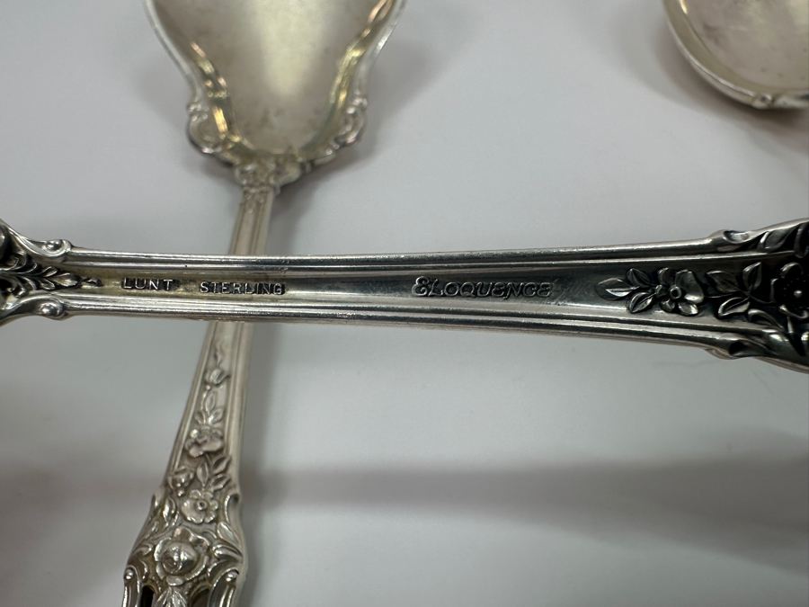 Lunt Sterling Silver Serving Pieces Eloquence Pattern Weighs 806g Sterling Silver Melt Value $917 [Photo 12]