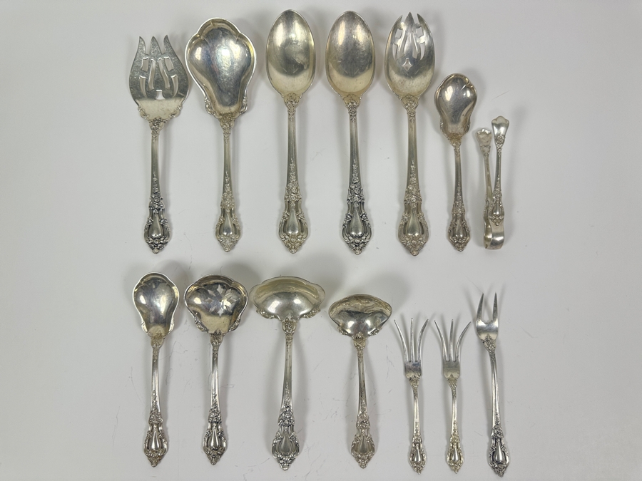 Lunt Sterling Silver Serving Pieces Eloquence Pattern Weighs 806g Sterling Silver Melt Value $917 [Photo 2]