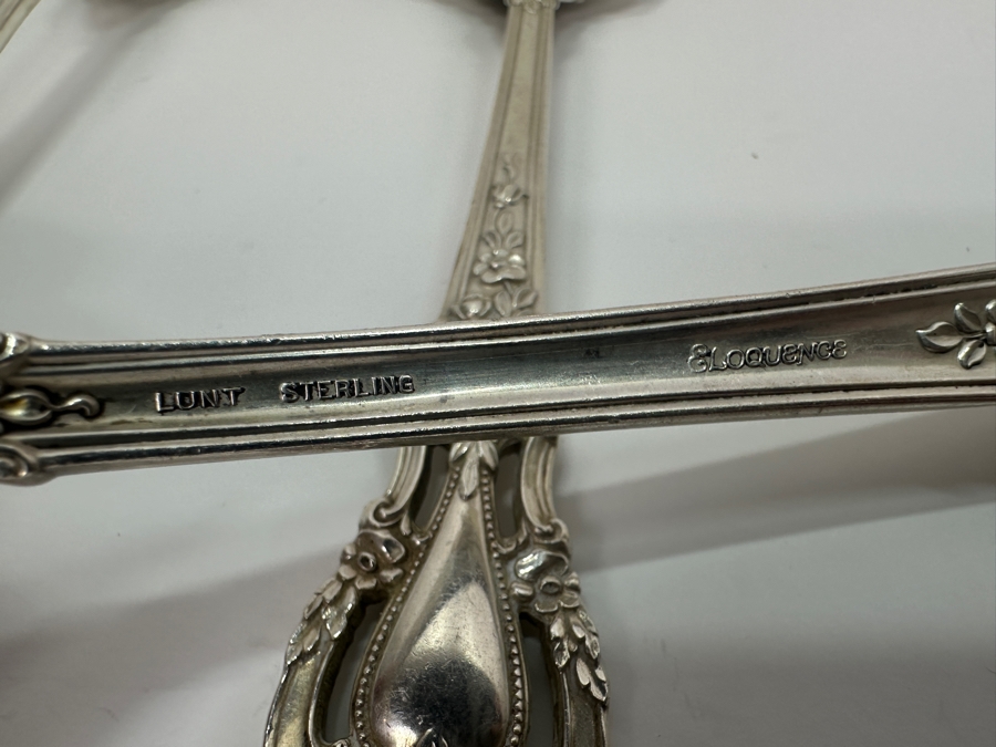 Lunt Sterling Silver Serving Pieces Eloquence Pattern Weighs 806g Sterling Silver Melt Value $917 [Photo 11]