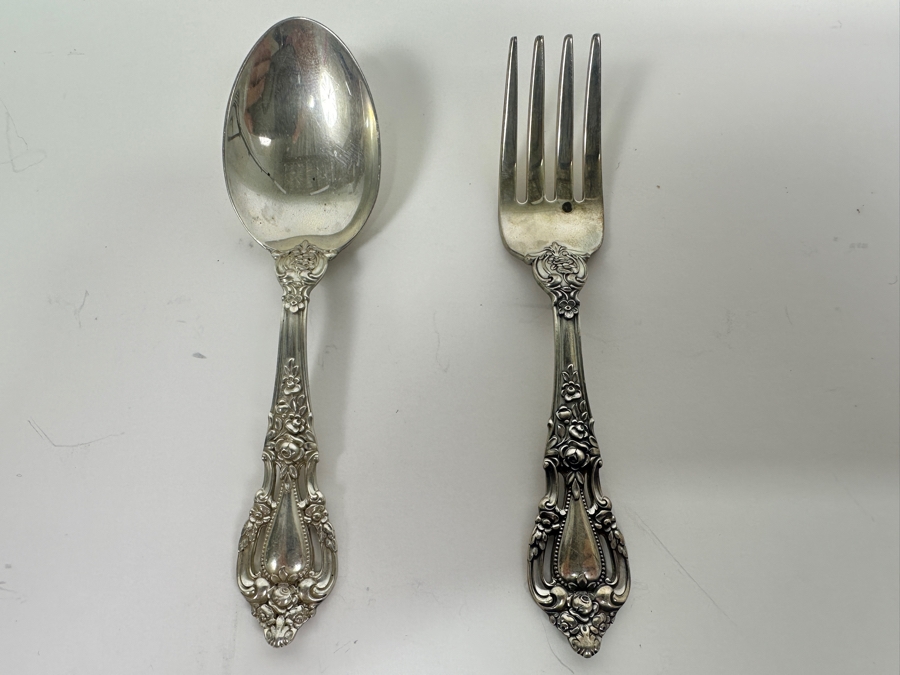 Lunt Sterling Silver Baby Silver Spoon & Fork Eloquence Pattern Weighs 46g Sterling Silver Melt Value $52 [Photo 2]