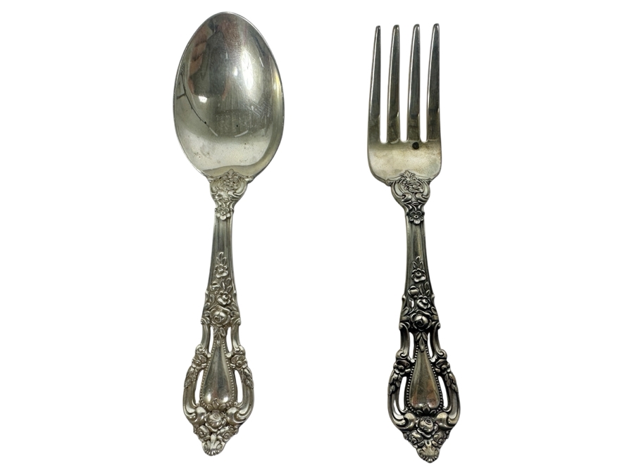 Lunt Sterling Silver Baby Silver Spoon & Fork Eloquence Pattern Weighs 46g Sterling Silver Melt Value $52