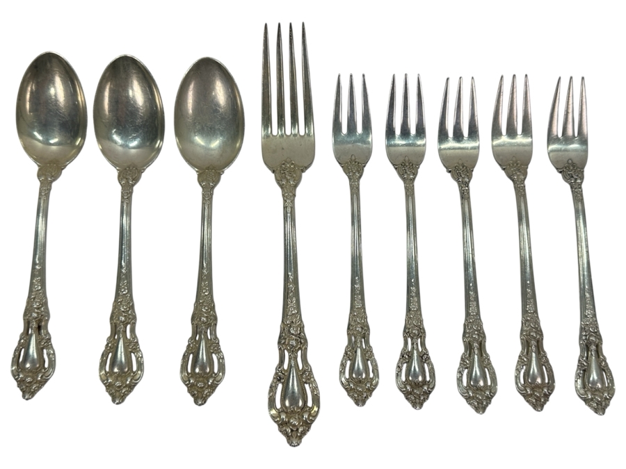 Lunt Sterling Silver (9) Flatware Extra Spoons & Forks Eloquence Pattern Weighs 301g Sterling Silver Melt Value $342