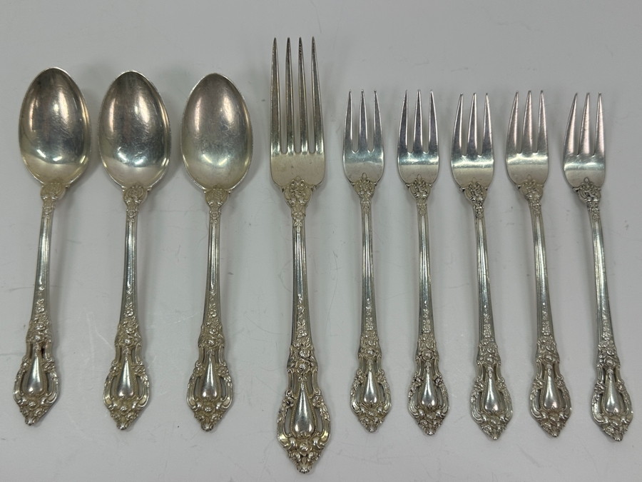 Lunt Sterling Silver (9) Flatware Extra Spoons & Forks Eloquence Pattern Weighs 301g Sterling Silver Melt Value $342 [Photo 2]