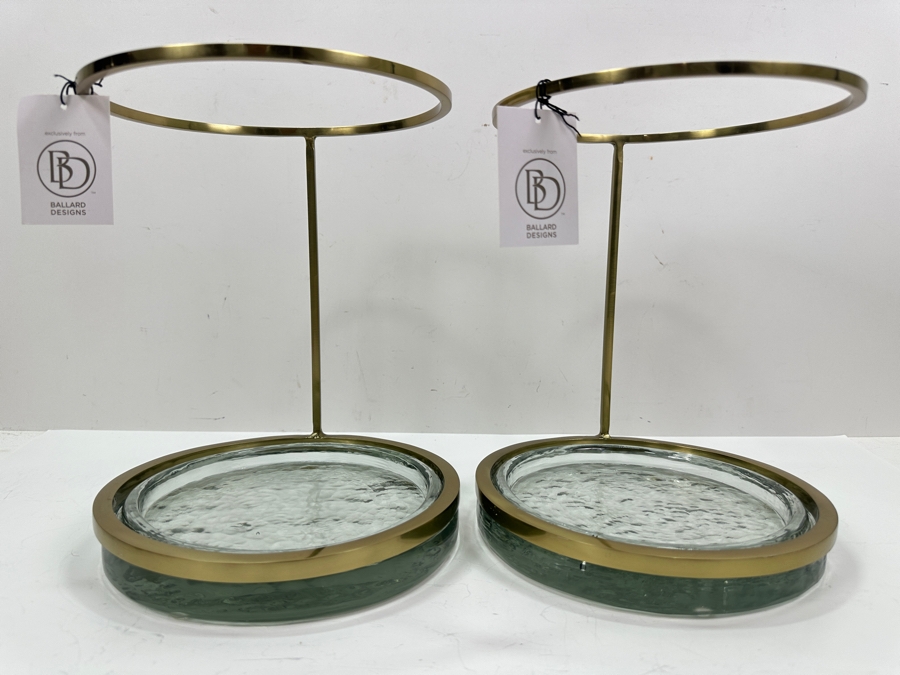 New Pair Of Ballard Designs Rosaleen Stem Holders 8W X 10H [Photo 2]