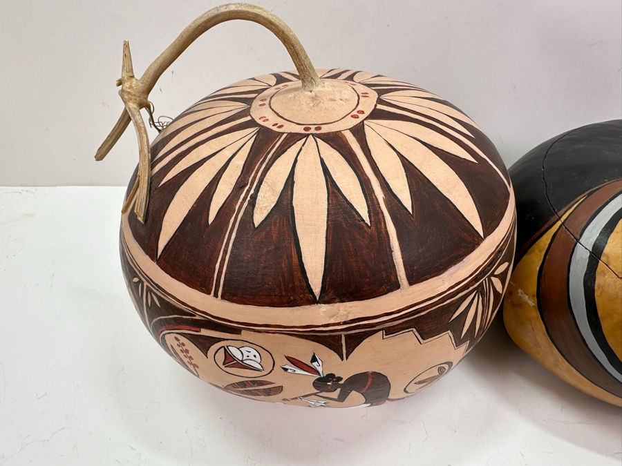 Pair Of Hand Painted Gourds 6.5H & 8.5H [Photo 6]
