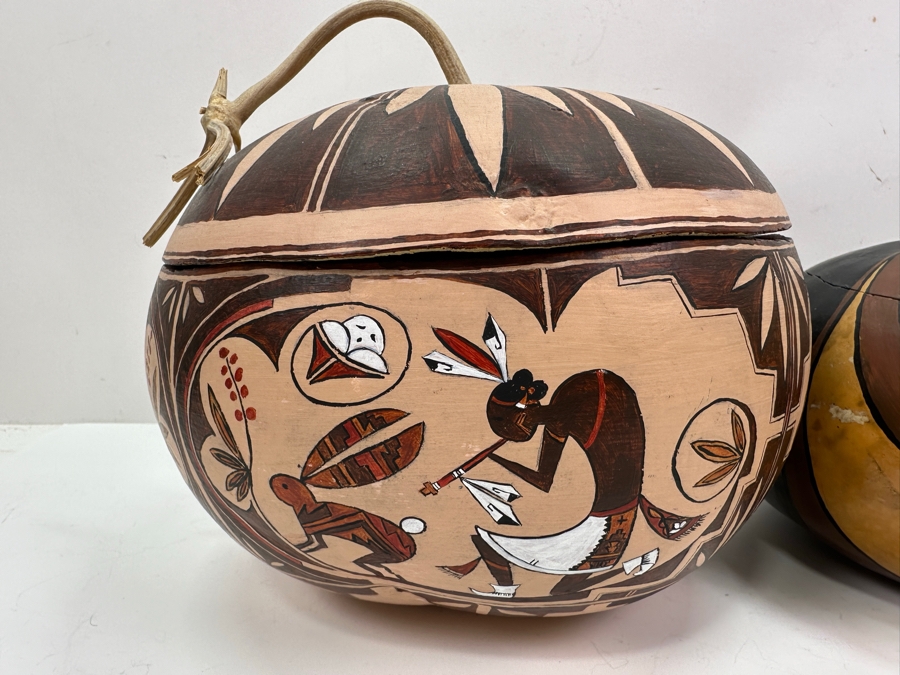 Pair Of Hand Painted Gourds 6.5H & 8.5H [Photo 5]