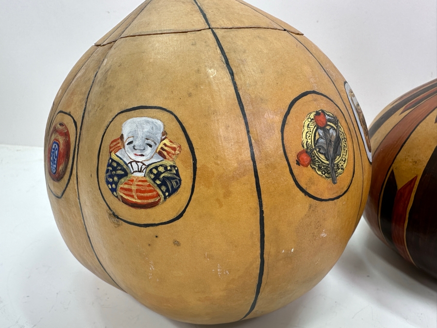 Pair Of Hand Painted Gourds 7H [Photo 7]