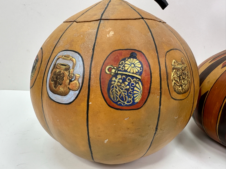 Pair Of Hand Painted Gourds 7H [Photo 2]