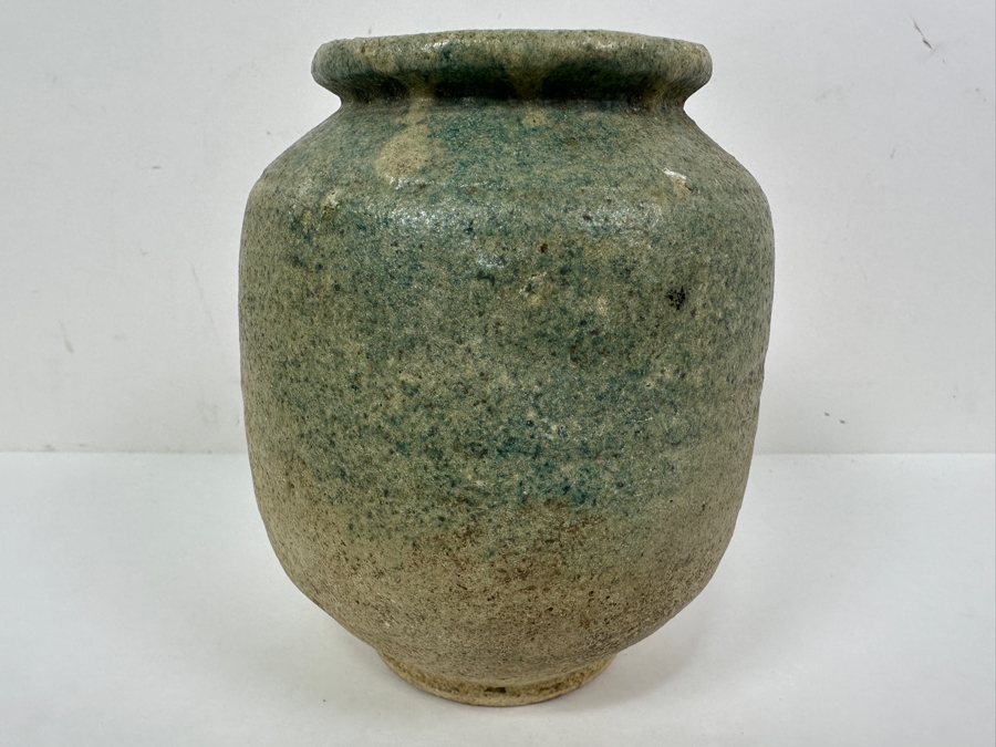 Antique Islamic Nisha Pot With Green / Blue Glaze Circa 1000-1300AD 5.5'H [Photo 4]