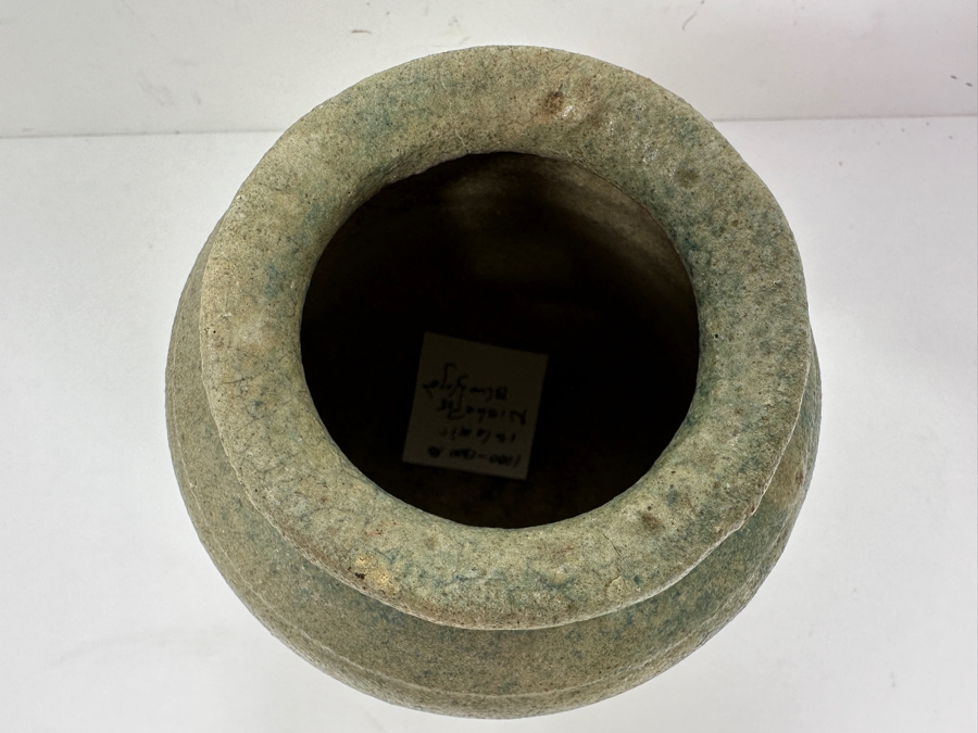 Antique Islamic Nisha Pot With Green / Blue Glaze Circa 1000-1300AD 5.5'H [Photo 7]