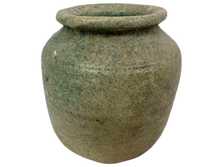 Antique Islamic Nisha Pot With Green / Blue Glaze Circa 1000-1300AD 5.5'H [Photo 1]