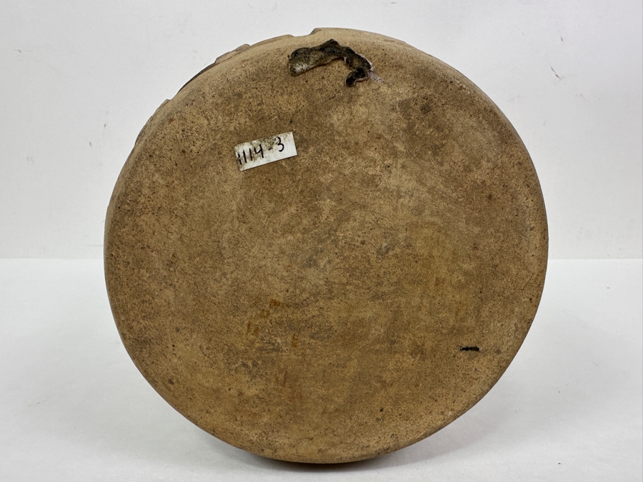 Old Mexican Day Of The Dead Pottery Pot With Chip In Rim 6W X 6.25H [Photo 13]