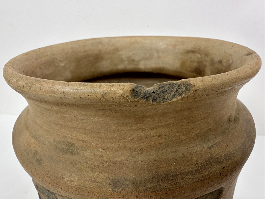 Old Mexican Day Of The Dead Pottery Pot With Chip In Rim 6W X 6.25H [Photo 10]