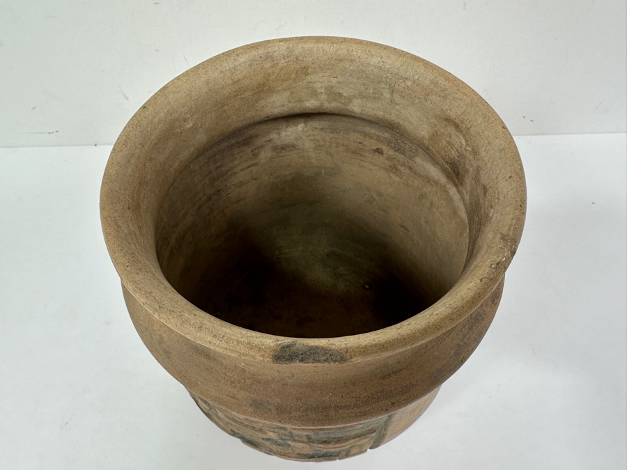 Old Mexican Day Of The Dead Pottery Pot With Chip In Rim 6W X 6.25H [Photo 11]