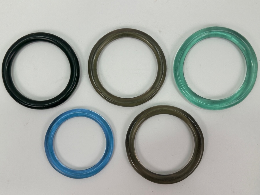 (5) Antique Naga Colored Glass Bangles [Photo 2]