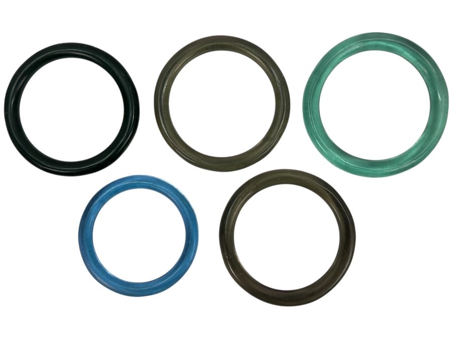 (5) Antique Naga Colored Glass Bangles [Photo 1]