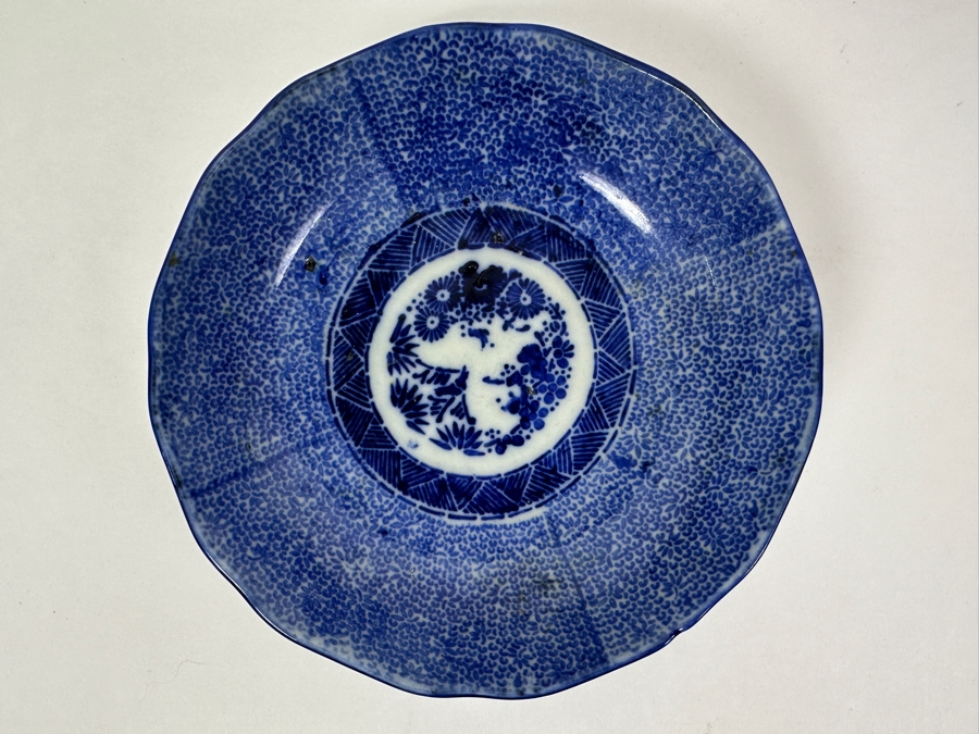 Antique Japanese 1850s Blue & White Porcelain Dish 6'W [Photo 4]