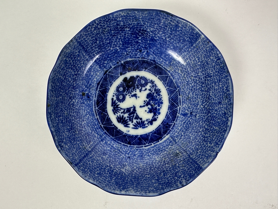 Antique Japanese 1850s Blue & White Porcelain Dish 6'W [Photo 5]