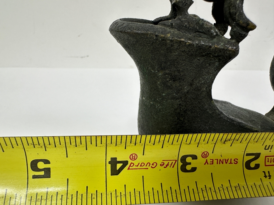Antique 19th Century Bronze Grand Tour Askos Pouring Vessel Made In The Roman Style 4W X 4H [Photo 14]