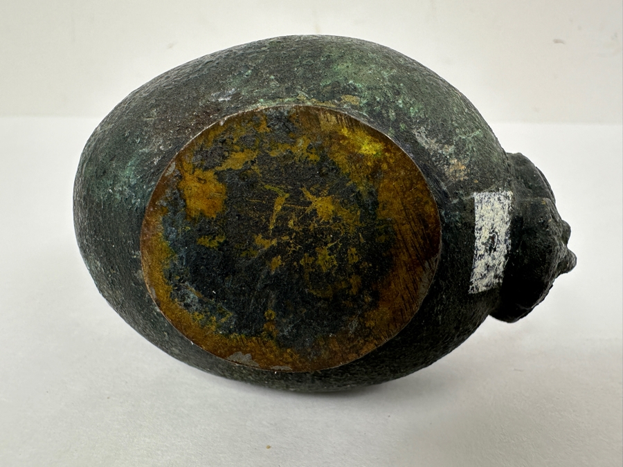 Antique 19th Century Bronze Grand Tour Askos Pouring Vessel Made In The Roman Style 4W X 4H [Photo 11]