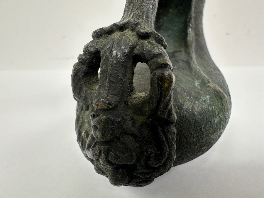 Antique 19th Century Bronze Grand Tour Askos Pouring Vessel Made In The Roman Style 4W X 4H [Photo 7]