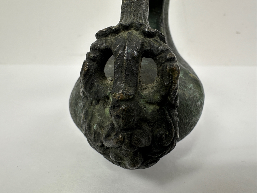 Antique 19th Century Bronze Grand Tour Askos Pouring Vessel Made In The Roman Style 4W X 4H [Photo 8]