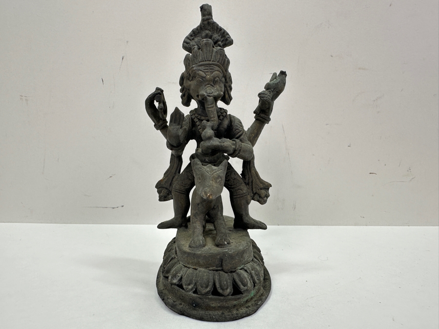 Antique Indian Ganesha Bronze Sculpture 5.25'H [Photo 2]